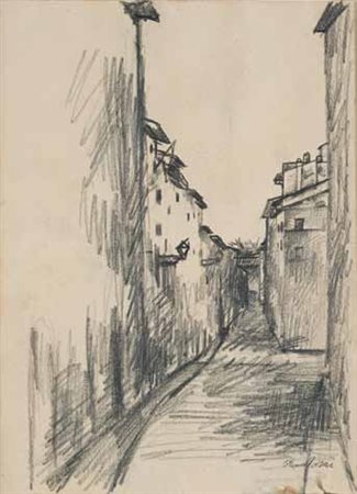 Ottone Rosai Firenze 1895 – Ivrea, Torino 1957 Strada con lampioni, 1930...