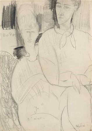 Amedeo Modigliani Livorno 1884 – Parigi 1920 Les Amoureux, 1917 matita su...