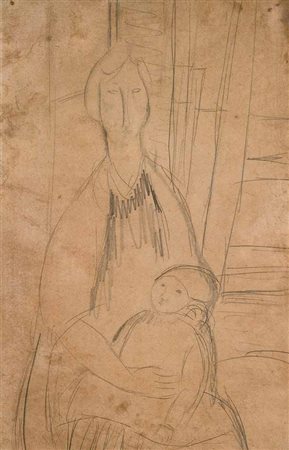 Amedeo Modigliani Livorno 1884 – Parigi 1920 Maternità, 1918 matita su carta,...