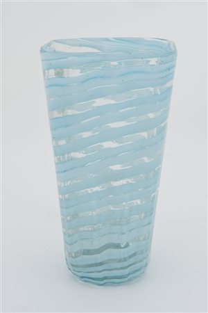 Manifattura F.lli Toso, Murano (attr.) - Vaso in vetro cristallo costolato...
