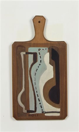 Radice Mario Senza titolo tecnica mista su tagliere in legno, cm. 33,5x18...