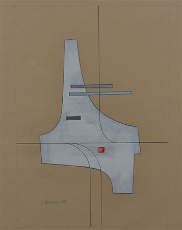 Veronesi Luigi Composizione, 1966 tecnica mista su cartoncino, cm. 54x46...