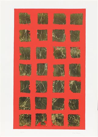 Bianco Remo Tableau d'oré, 1970-1975 serigrafia con applicazioni di foglia...