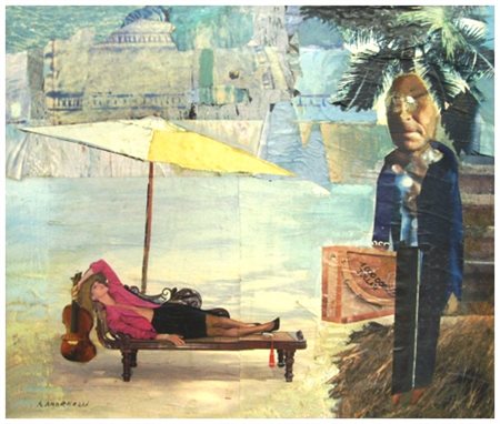 MARCELLO ANDREOZZI Prato 1927 – 2014 Un signore… Olio e collage su tela 50 x...