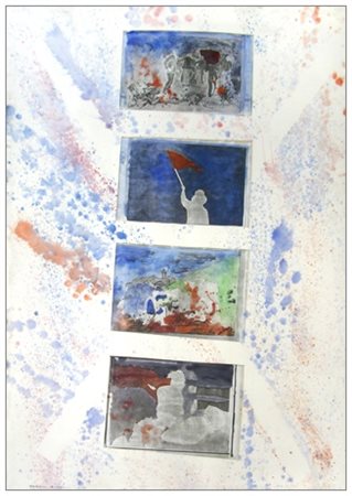 FRANCO ANGELI Roma 1935 – 1988 Senza titolo Pittura, t.m. e collage su...