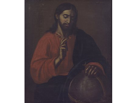 Scuola lombarda (XVII secolo) Salvator Mundi olio su tela 91,5x79 cm