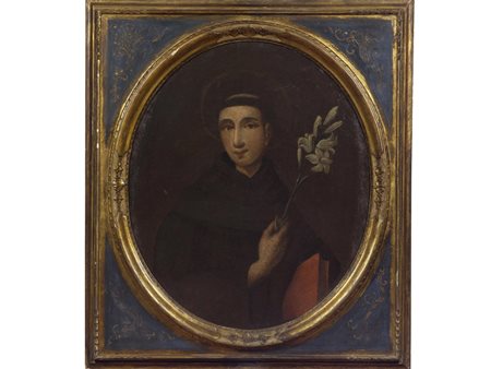 Scuola italiana (XVIII secolo) Sant'Antonio olio su tavola 65x55 cm