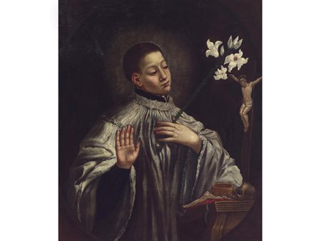 Scuola italiana (XVIII secolo) San Luigi Gonzaga olio su tela 73x61,5 cm