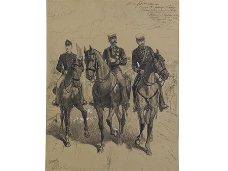 Quinto Cenni (1845–1917) Soldati a cavallo in uniforme italiane della seconda...