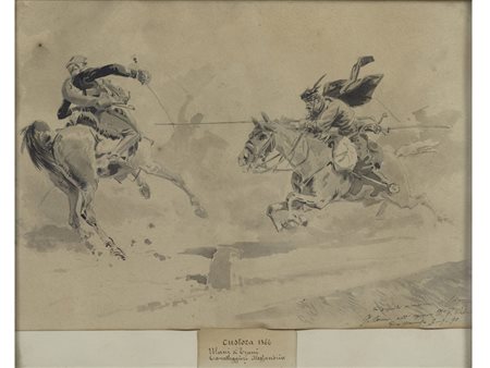 Quinto Cenni (1845–1917) Custoza 1866 acquarello su carta 20x27,5 cm