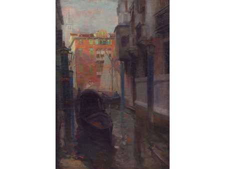 Vittore Zanetti Zilla (1864-1946) Canale di Venezia olio su tela 75x52 cm