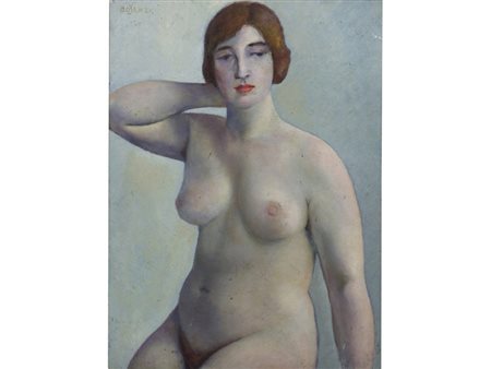 Bianca Bo Senzi (XX) Nudo femminile olio su cartone 66.5x49.5 cm