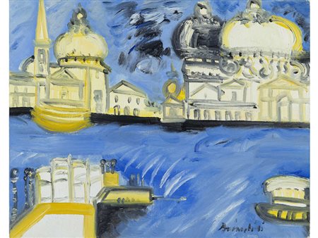 Remo Brindisi (1918-1996) Venezia olio su tela 40x50 cm