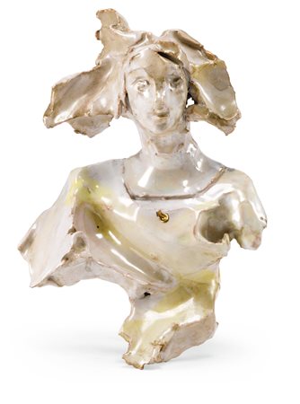 Lucio Fontana 1899 - 1968 BUSTO FEMMINILE siglato sul dorso ceramica colorata...