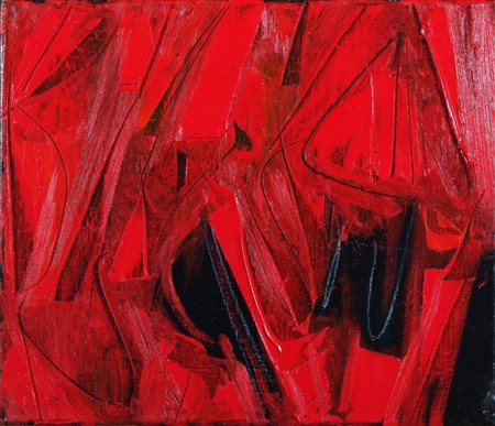 RUGGERI PIERO (Torino 1930) "Figura in rosso" 2003 Olio su tela cm. H: 30.00...