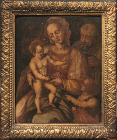 Scuola toscana, fine sec. XVI-inizi XVII SACRA FAMIGLIA CON SAN GIOVANNINO...