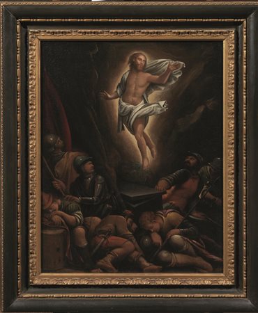 Scuola Italia settentrionale, sec. XVII CRISTO RISORTO olio su tela, cm 89x69...
