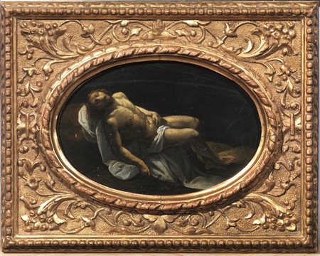 Cerchia di Daniele Crespi, sec. XVIICRISTO MORTOolio su tavola ovale, cm...