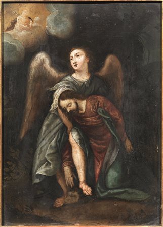 Scuola lombarda, secc. XVII-XVIII CRISTO SORRETTO DA UN ANGELOolio su rame,...