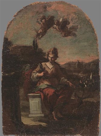 Scuola veneta, fine sec. XVII-inizi XVIII LA PRUDENZA olio su tela centinata,...