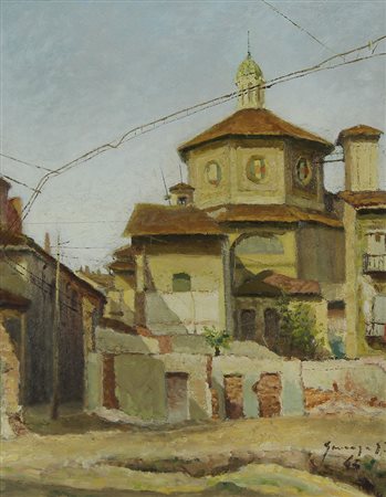 Gonzaga Giovan Francesco Scorcio Milanese, 1945 olio su tavola, cm. 60x50...