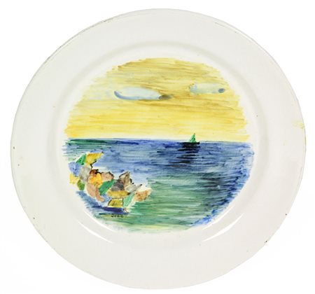 Del Bon Angelo Marina all'Alba, 1948 piatto in ceramica, diam. cm. 29,5...