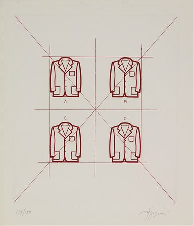 Stefanoni Tino Giacche, 1970 incisione su carta, cm. 26,3x23,3 (lastra cm....