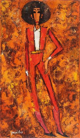 GAMBINO GIUSEPPE (1928 - 1997) Torero. Acrilico su tela. Cm 70,00 x 120,00....