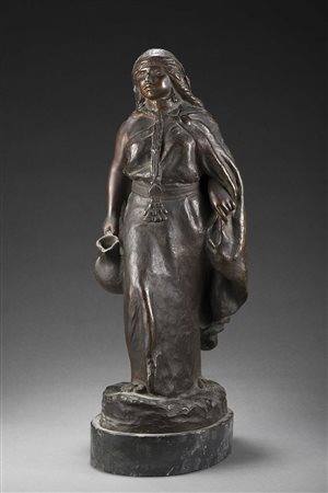 Maestro del XIX secolo "Maternità indios" scultura in bronzo (h cm 37.5)...