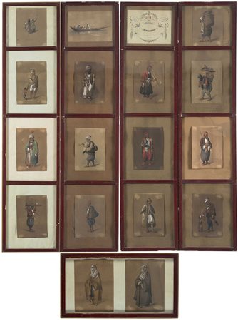 F. Perpignani (XIX secolo) - Gruppo di diciassette tecniche miste su carta...