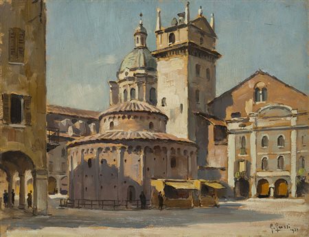 Giannino Grossi (Milano 1889 - 1969) - "Mantova. Rotonda di San Lorenzo,...