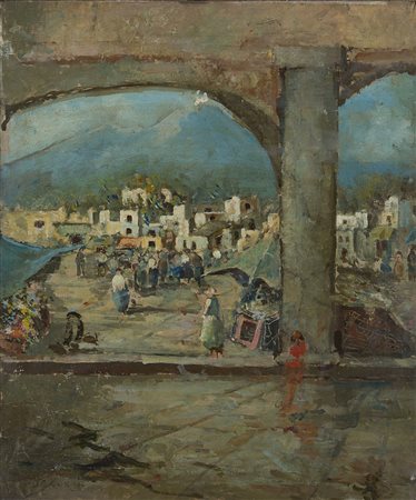 Nicolas De Corsi (Odessa 1882 - Napoli 1956) - "Paesaggio napoletano con...