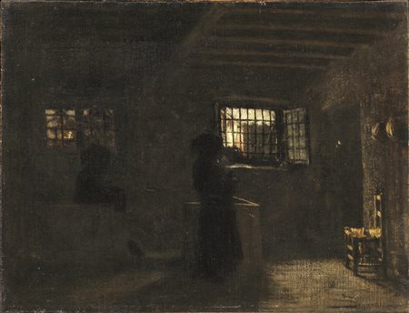 Giovanni Segantini(Arco 1858 - Schafberg 1899)IN CONVENTOolio su tela senza...