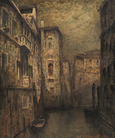 Giuseppe Miti Zanetti (Milano 1859 - 1929) VENEZIA olio su tela, cm 120x102,5...
