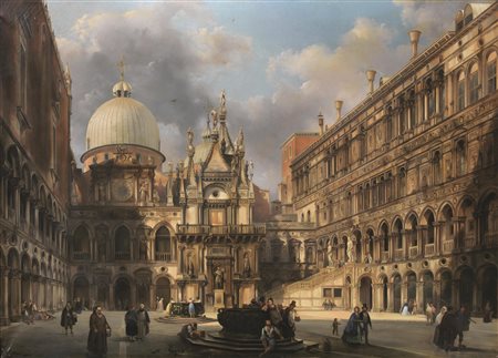 Federico Moja(Milano 1802 - Dolo (Venezia) 1885)CORTILE DEL PALAZZO DUCALE DI...