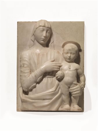 Scultore della fine del XV secoloMADONNA COL BAMBINObassorilievo in marmo, cm...