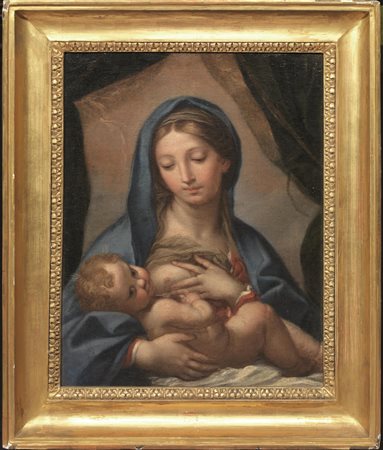 Scuola di Carlo Maratta, sec. XVIIMADONNA CON BAMBINOolio su tela, cm...
