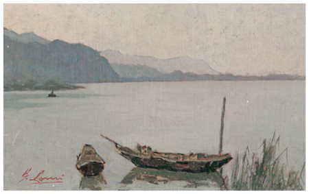 GIOVANNI LOMI Ardenza 1889 – Ardenza 1969 Lago di Lecco 1930 ca. Olio su...