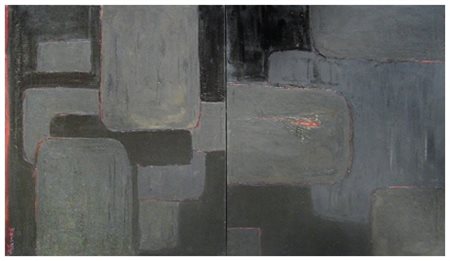 ANNY WERNERT Dijon (Francia) 1943 Black rocks 34/36 1999 Olio su tela 80 x...