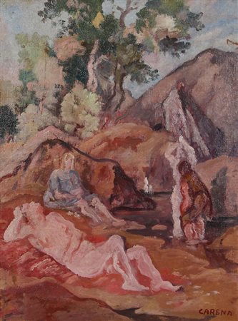 Carena Felice Arcadia, (1946-47) olio su tela, cm. 62x47 firmato in basso a...