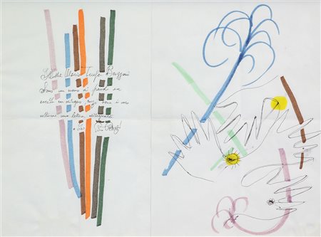 Ponti Giò Senza titolo, (1965-1966) disegno a penna e magic marker, cm. 30x40...