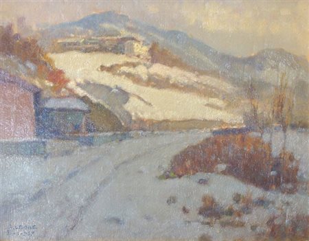 LEONE ROBERTO Tronzano (VC) 1891-1975 Torino "Paesaggio montano innevato"...