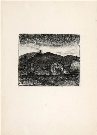 CARLO CARRA 1881 - 1966 Senza titolo, 1964 Incisione su carta, cm. 21 x 25...