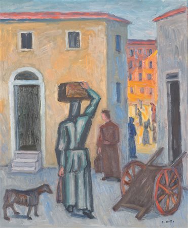 Emilio Notte (1891-1982) Scena di piazza Firmato E. Notte in basso a destra...