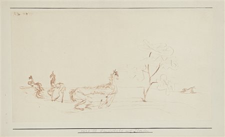 Paul Klee (1879-1940) Paesaggio con cavalli (Landschaft mit Pferden) Firmato...