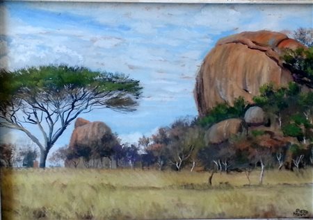 Piero Monti "Paesaggio africano" olio su masonite cm 35x50 Collezione privata-To