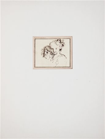 NOVELLI PIETRO (1792 - 1804) Coppia di volti. China su carta. Cm 12,50 x...