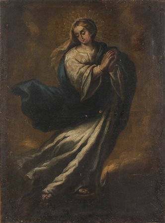 PITTORE ITALIANO DEL XVII SECOLO Madonna. Olio su tela . Cm 72,00 x 96,00.