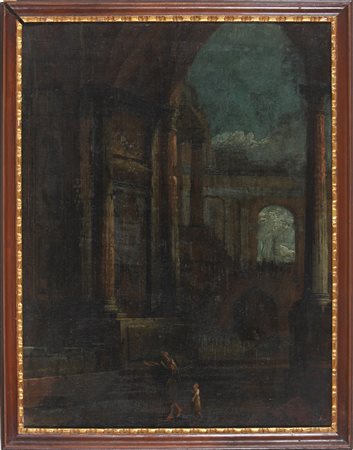 BIGARI VITTORIO MARIA (1692 - 1776) Ambiente di. Paesaggio con architetture e...