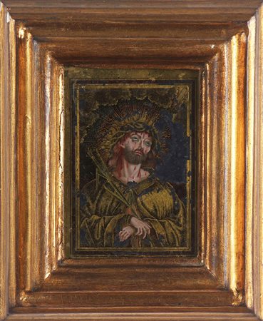 ARTISTA DEL XVII SECOLO. Cristo. Olio su vetro. Cm 8,00 x 11,50. XVII CENTURY...
